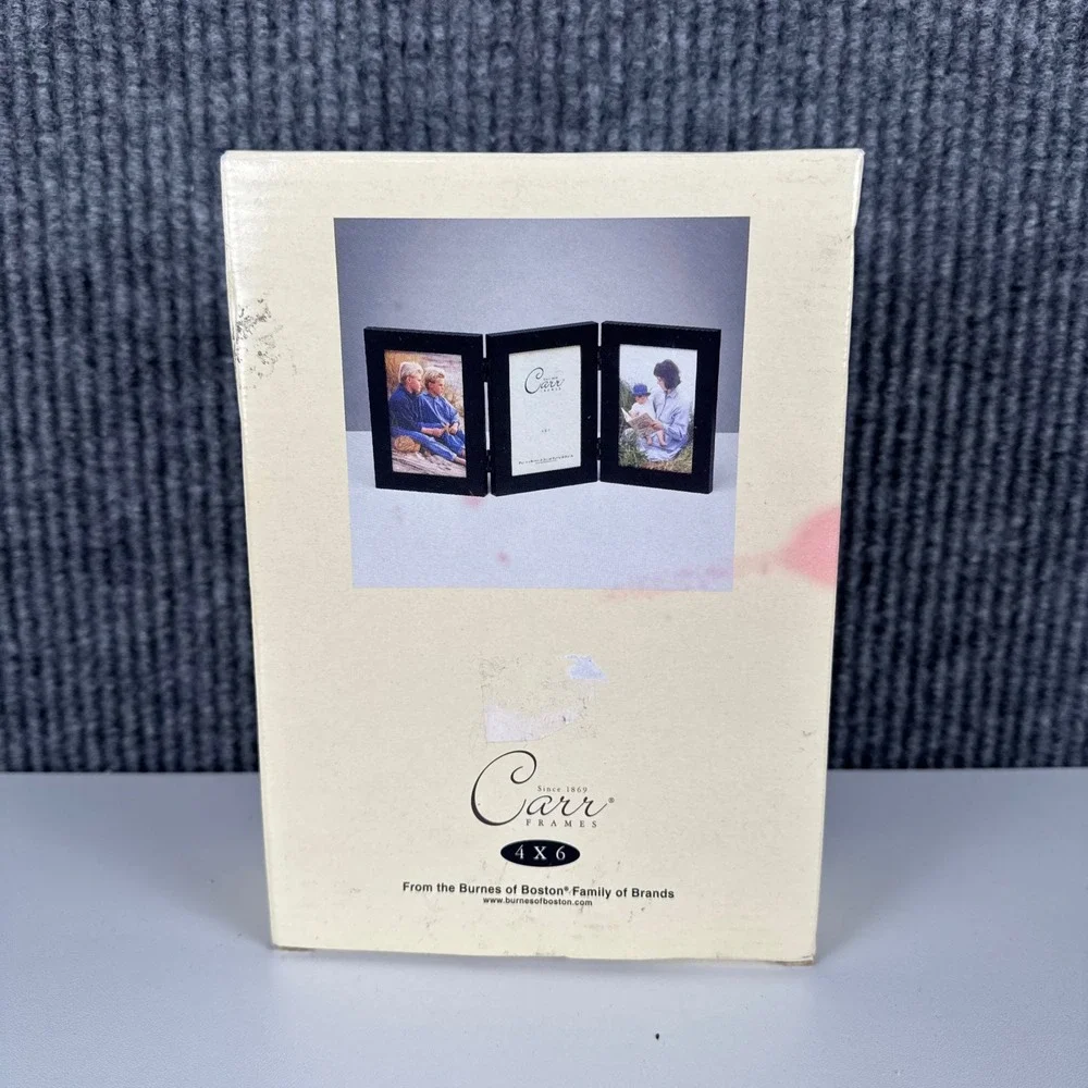 Carr Frames Black Triple Hinged 4x6 Picture Frame C56646 Folding 3 Photo Display